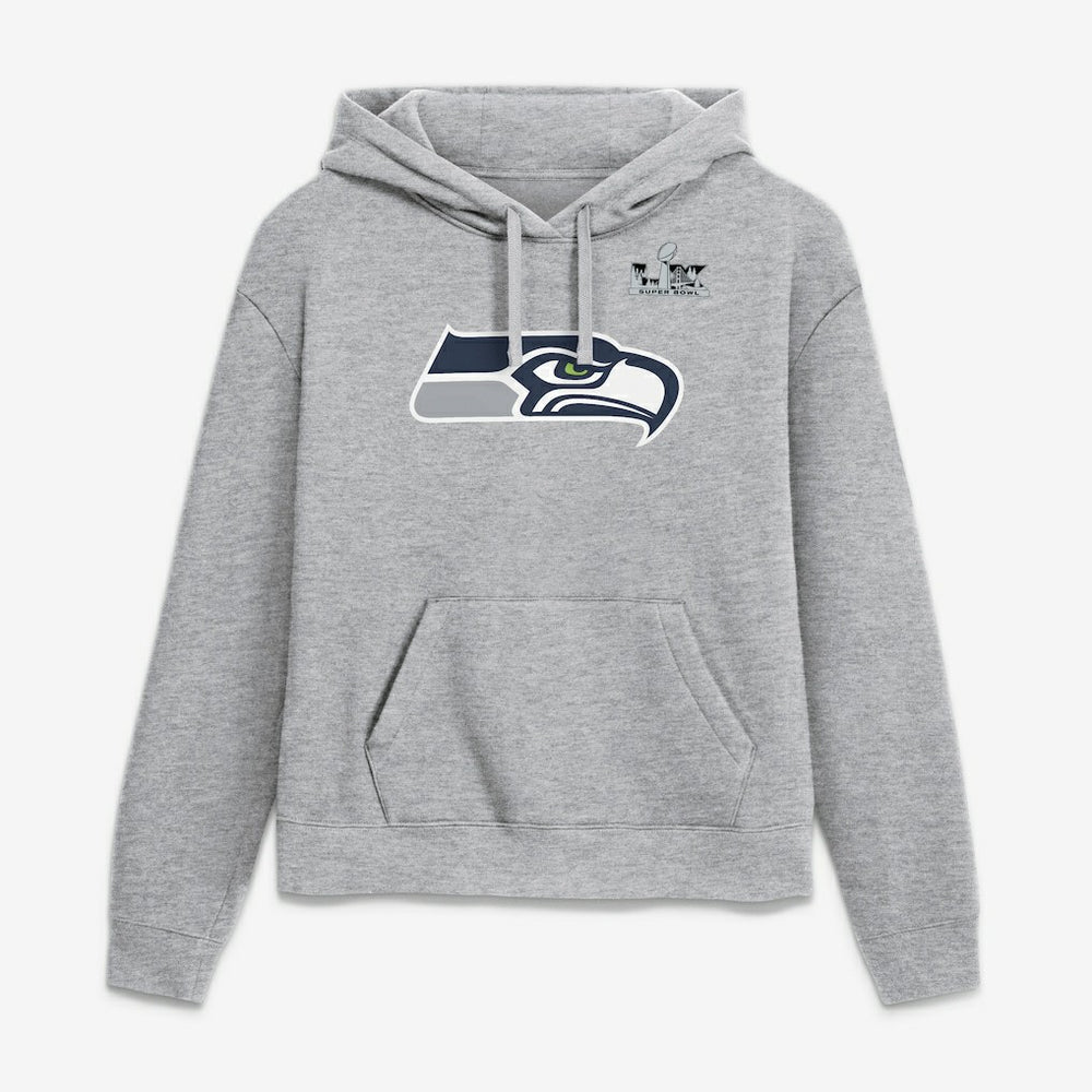 Jaxon Smith-Njigba Seattle Seahawks Women's Super Bowl LX Champions Patch Name & Number Hoodie Heather Gray | Nike for Sale