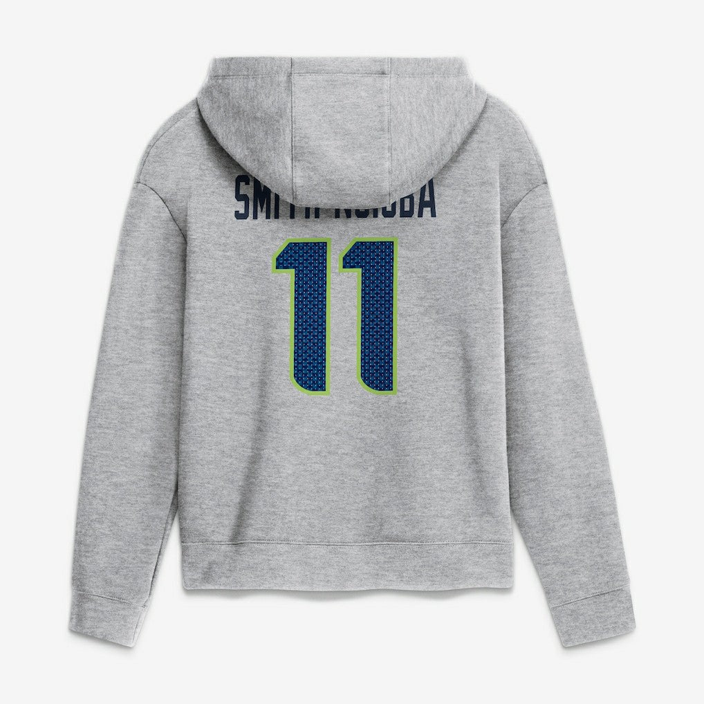 Jaxon Smith-Njigba Seattle Seahawks Women's Super Bowl LX Champions Patch Name & Number Hoodie Heather Gray | Nike for Sale