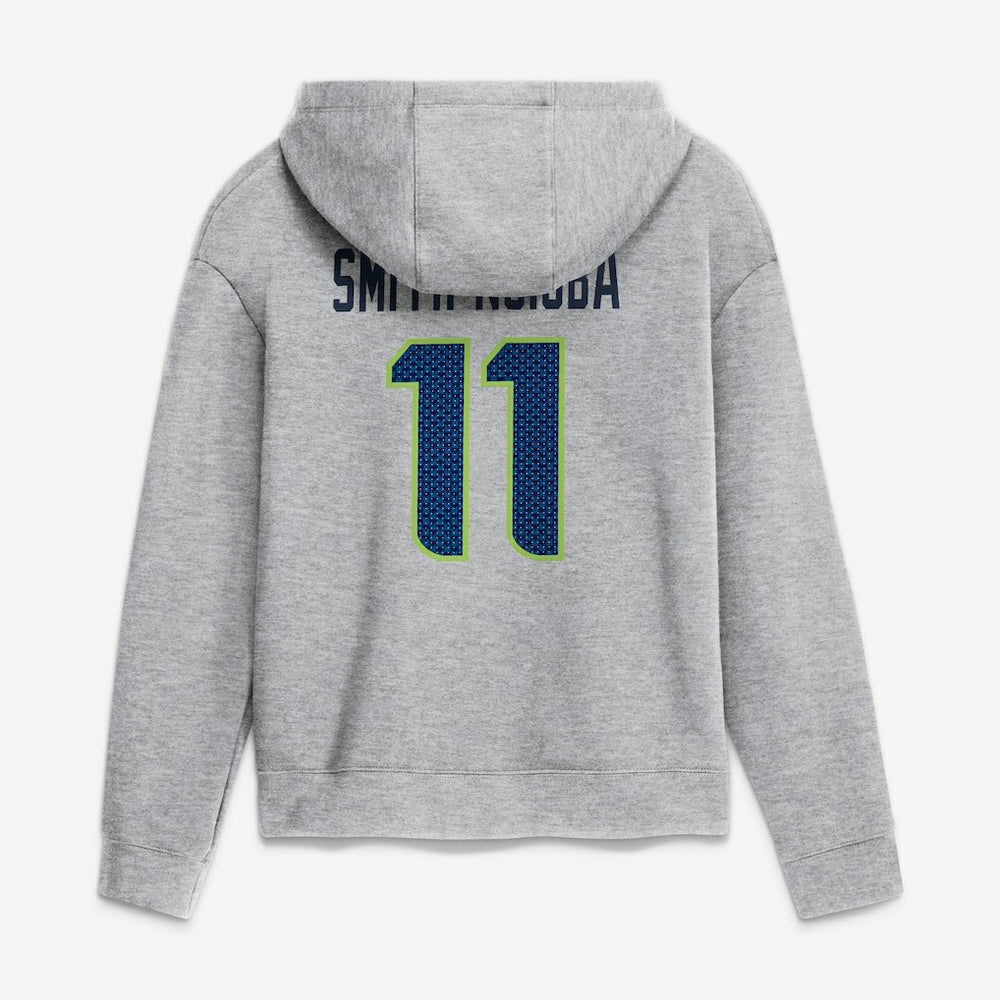 Jaxon Smith-Njigba Seattle Seahawks Women's Super Bowl LX Champions Patch Name & Number Hoodie Heather Gray | Nike for Sale
