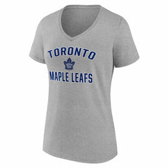 Toronto Maple Leafs Logo Athletic Women's Arch Victory V-Neck T-Shirt - Heather Gray - NHL