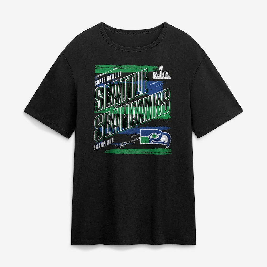 Seattle Seahawks Super Bowl LX Champions Classic Stripes Legacy T-Shirt Black | Fanatics