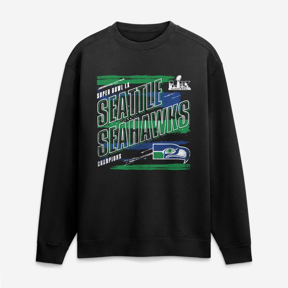 Seattle Seahawks Super Bowl LX Champions Classic Stripes Legacy Fleece Sweatshirt Black | Fanatics