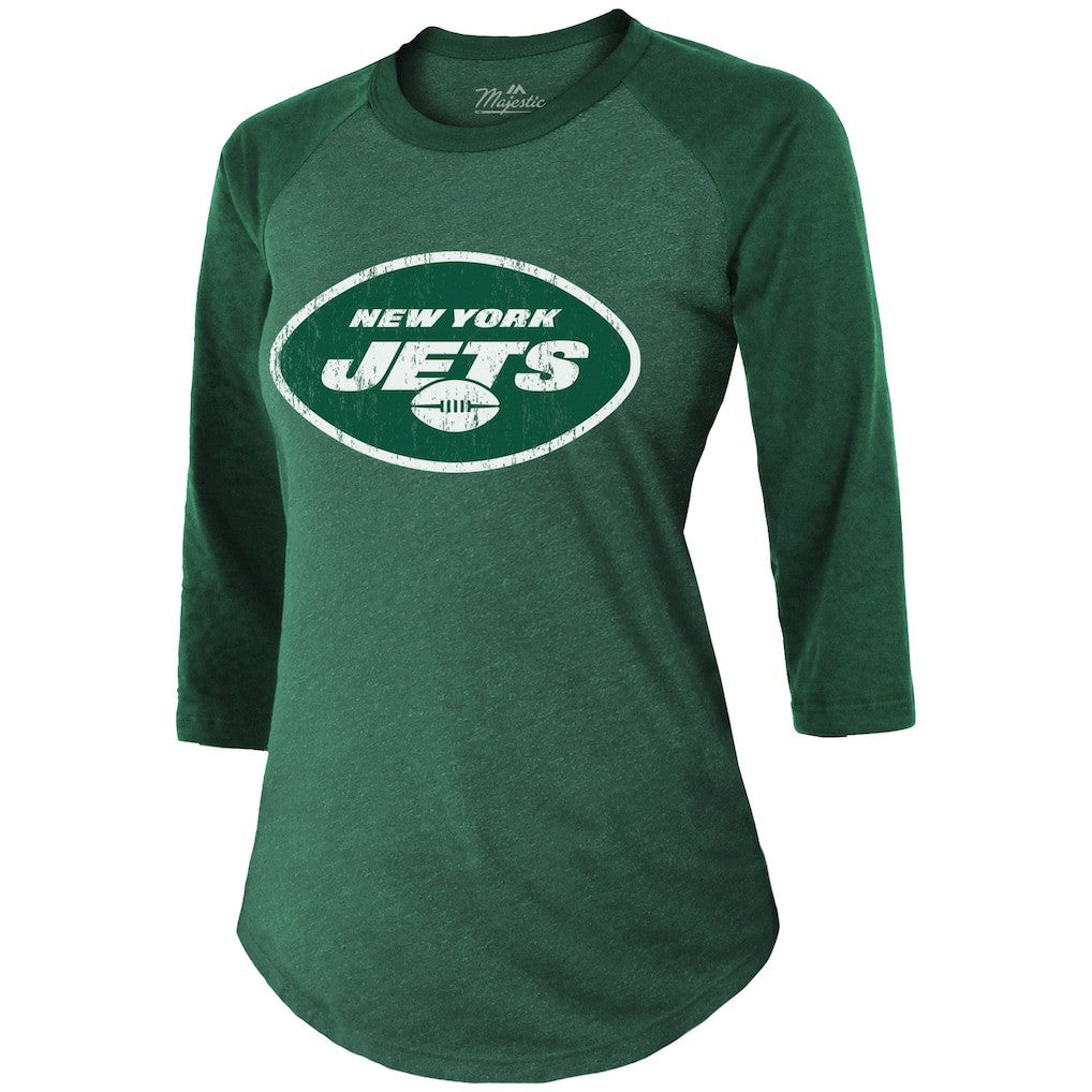 Ahmad Sauce Gardner New York Jets Majestic Threads Women's Player Name & Number Tri-Blend 3/4-Sleeve Fitted T-Shirt Green | NFL
