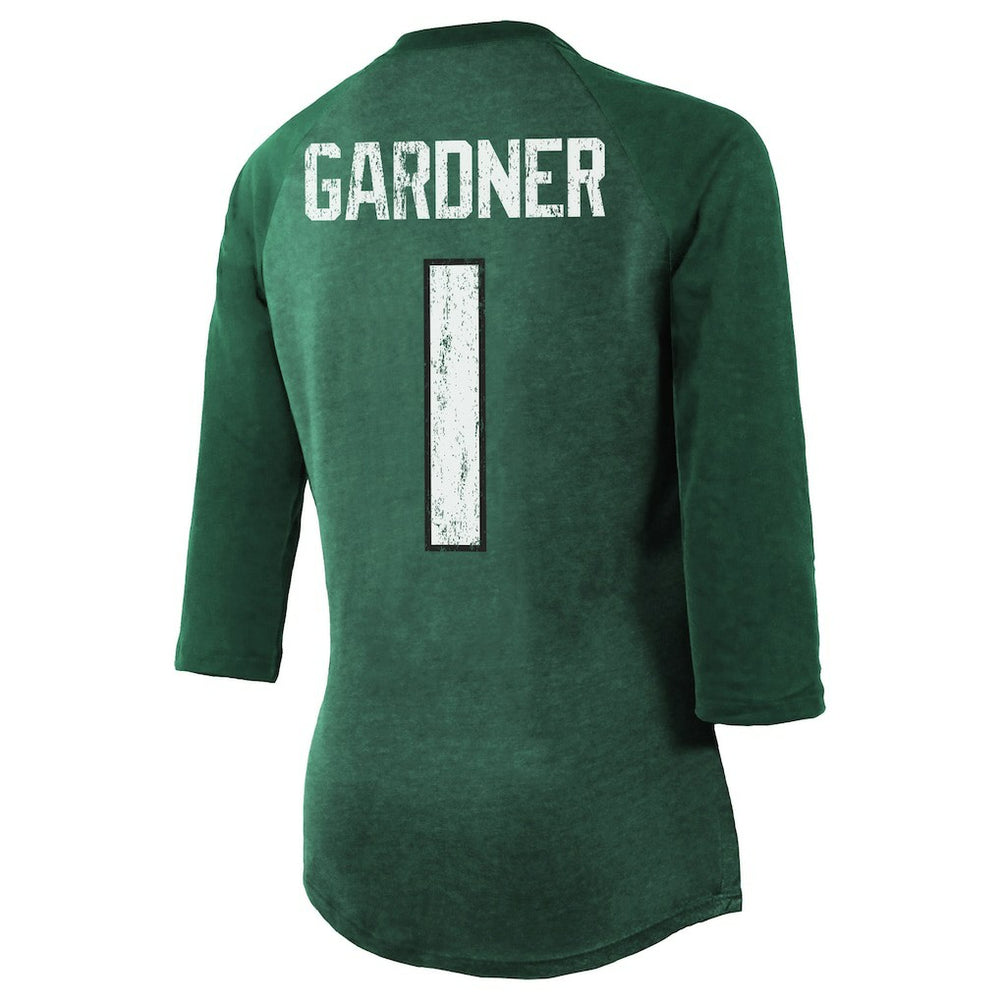 Ahmad Sauce Gardner New York Jets Majestic Threads Women's Player Name & Number Tri-Blend 3/4-Sleeve Fitted T-Shirt Green | NFL