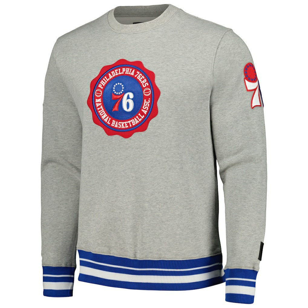 Philadelphia 76ers Pro Standard Crest Emblem Pullover Sweatshirt Heather Gray - NBA