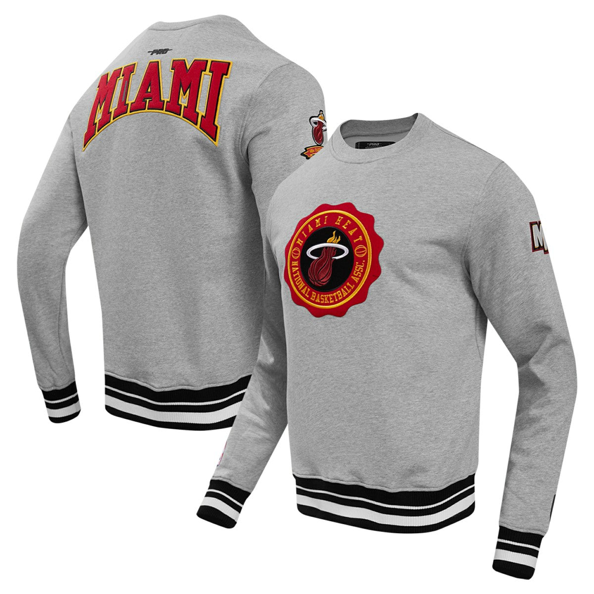 Miami Heat Pro Standard Crest Emblem Pullover Sweatshirt Heather Gray - NBA