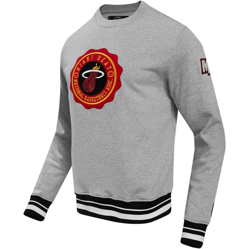 Miami Heat Pro Standard Crest Emblem Pullover Sweatshirt Heather Gray - NBA