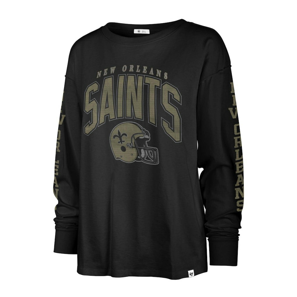 New Orleans Saints '47 Women's Tom Cat Lightweight Long Sleeve T-Shirt Black | 47 brand