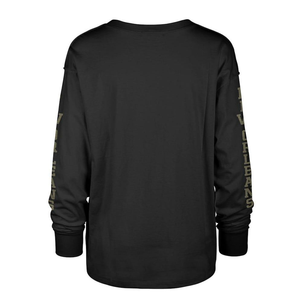 New Orleans Saints '47 Women's Tom Cat Lightweight Long Sleeve T-Shirt Black | 47 brand