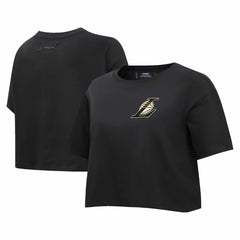 Los Angeles Lakers Pro Standard Women's Holiday Glam Boxy T-Shirt Black - NBA