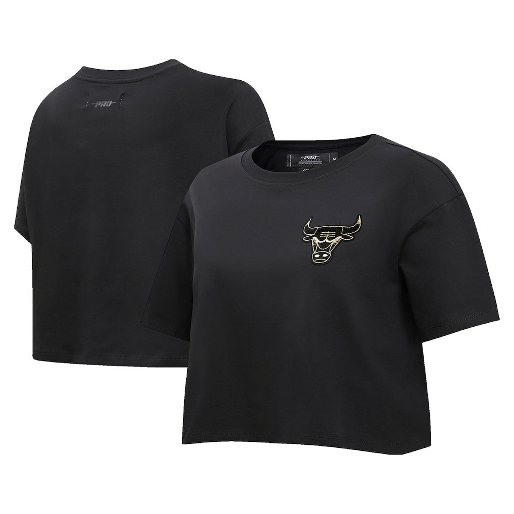 Chicago Bulls Pro Standard Women's Holiday Glam Boxy T-Shirt Black - NBA