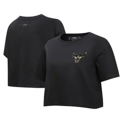 Chicago Bulls Pro Standard Women's Holiday Glam Boxy T-Shirt Black - NBA