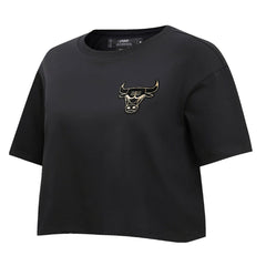Chicago Bulls Pro Standard Women's Holiday Glam Boxy T-Shirt Black - NBA