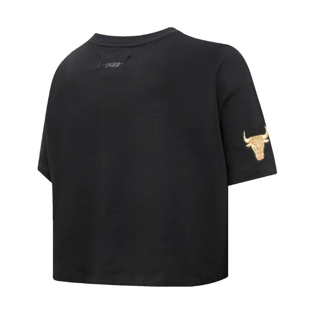 Chicago Bulls Pro Standard Women's Holiday Glam Boxy T-Shirt Black - NBA