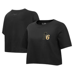 Philadelphia 76ers Pro Standard Women's Holiday Glam Boxy T-Shirt Black - NBA