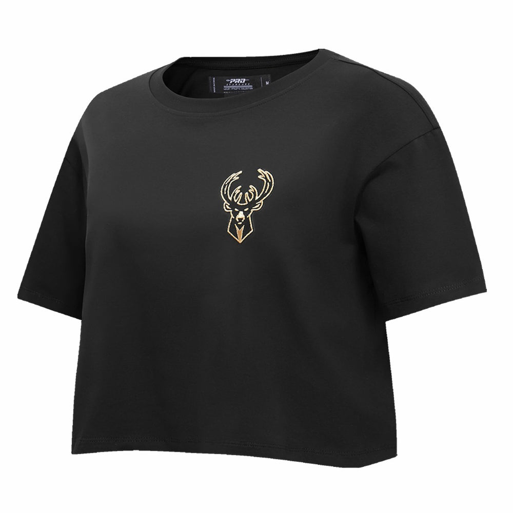 Milwaukee Bucks Pro Standard Women's Holiday Glam Boxy T-Shirt Black - NBA