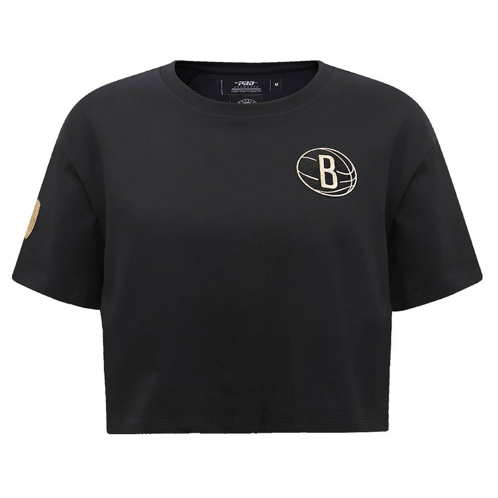 Brooklyn Nets Pro Standard Women's Holiday Glam Boxy T-Shirt Black - NBA