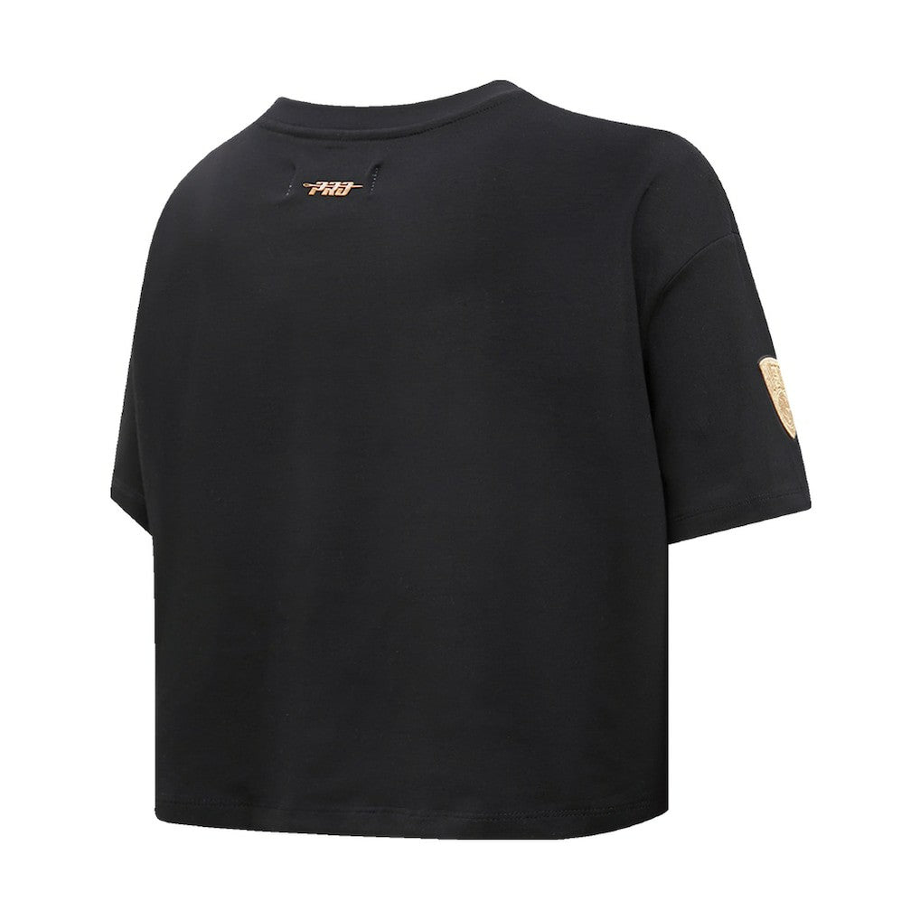 Brooklyn Nets Pro Standard Women's Holiday Glam Boxy T-Shirt Black - NBA