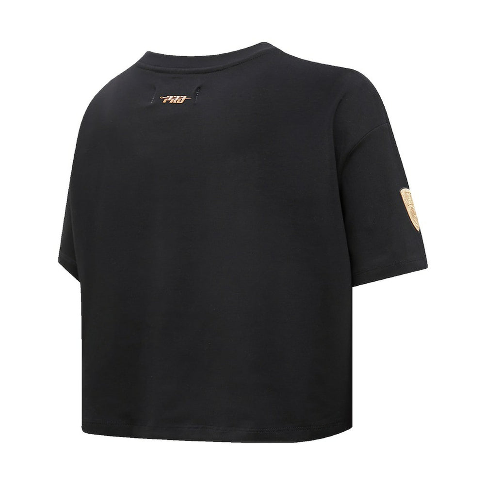 Brooklyn Nets Pro Standard Women's Holiday Glam Boxy T-Shirt Black - NBA