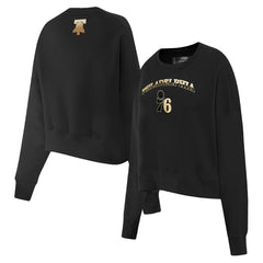 Philadelphia 76ers Pro Standard Women's Glam Cropped Pullover Sweatshirt - Black - NBA