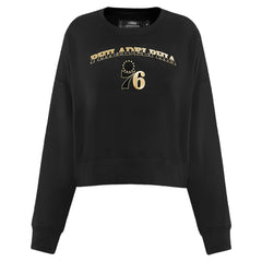 Philadelphia 76ers Pro Standard Women's Glam Cropped Pullover Sweatshirt - Black - NBA