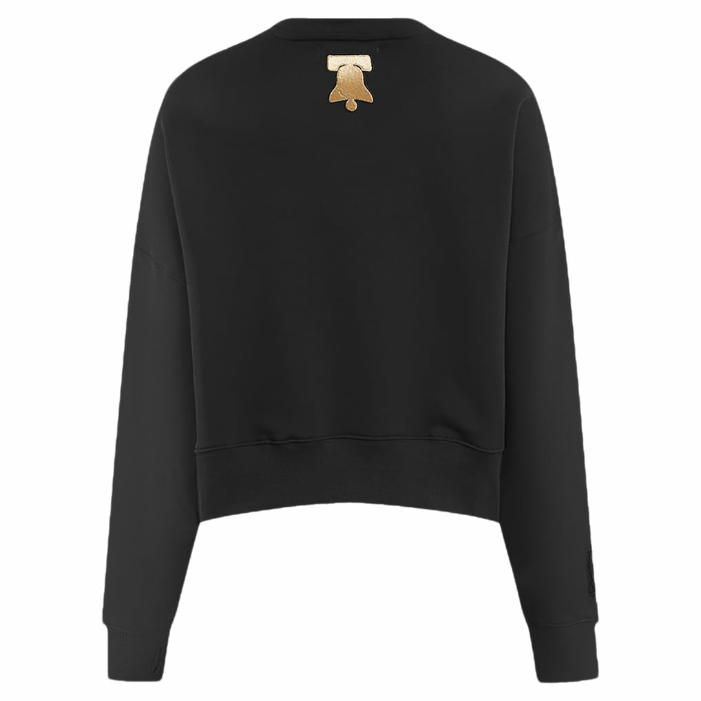 Philadelphia 76ers Pro Standard Women's Glam Cropped Pullover Sweatshirt - Black - NBA