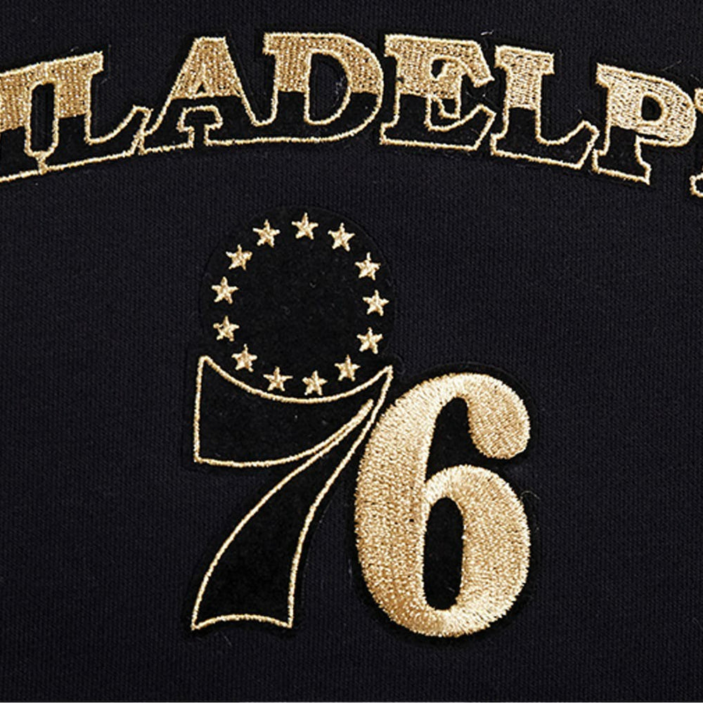 Philadelphia 76ers Pro Standard Women's Glam Cropped Pullover Sweatshirt - Black - NBA