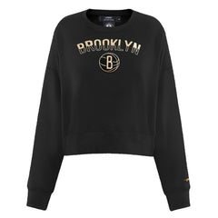 Brooklyn Nets Pro Standard Women's Glam Cropped Pullover Sweatshirt - Black - NBA