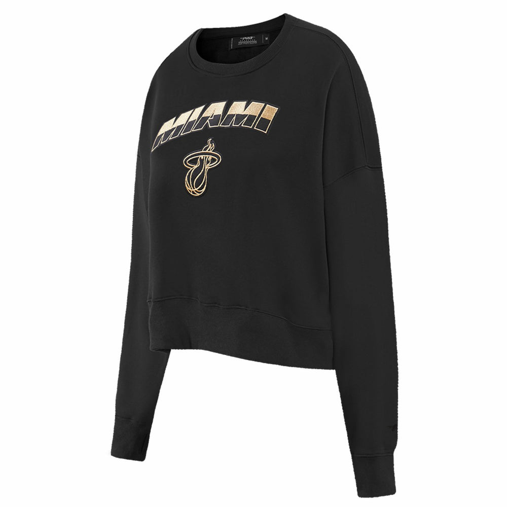 Miami Heat Pro Standard Women's Glam Cropped Pullover Sweatshirt - Black - NBA