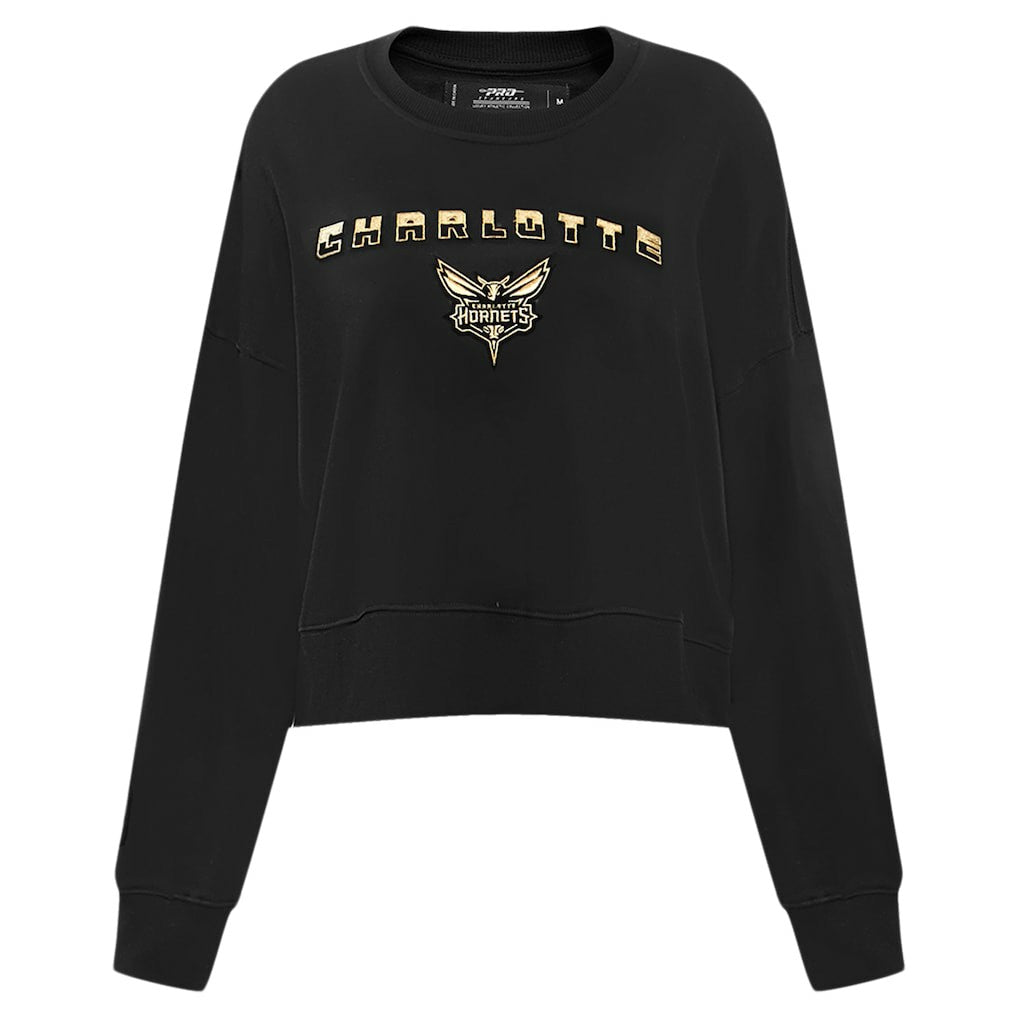 Charlotte Hornets Pro Standard Women's Glam Cropped Pullover Sweatshirt - Black - NBA