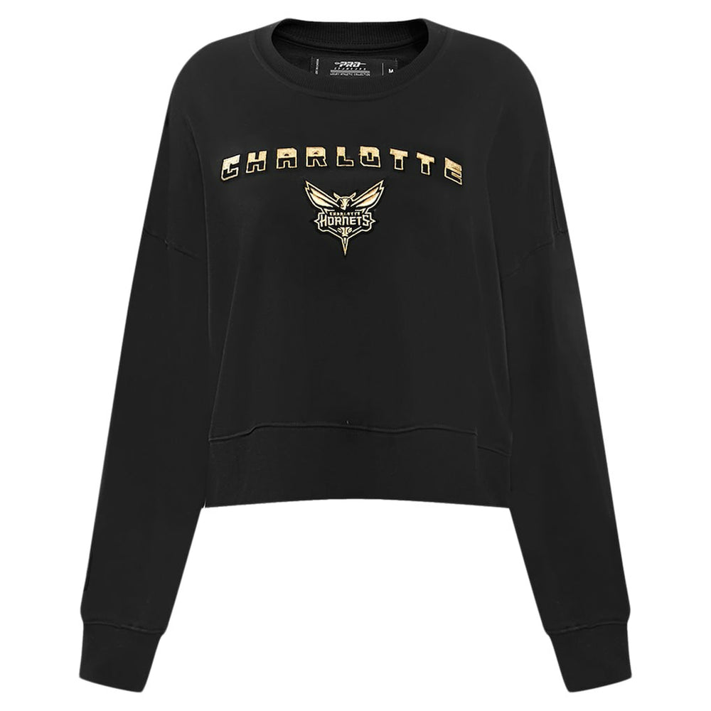 Charlotte Hornets Pro Standard Women's Glam Cropped Pullover Sweatshirt - Black - NBA