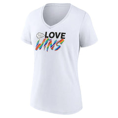 Kansas City Chiefs Women's Love Wins V-Neck T-Shirt White | Fanatics