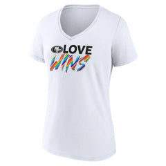 San Francisco 49ers Women's Love Wins V-Neck T-Shirt White | Fanatics