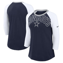 Dallas Cowboys Women's Knockout Arch Raglan Tri-Blend 3/4-Sleeve T-Shirt Navy/White | Nike for Sale
