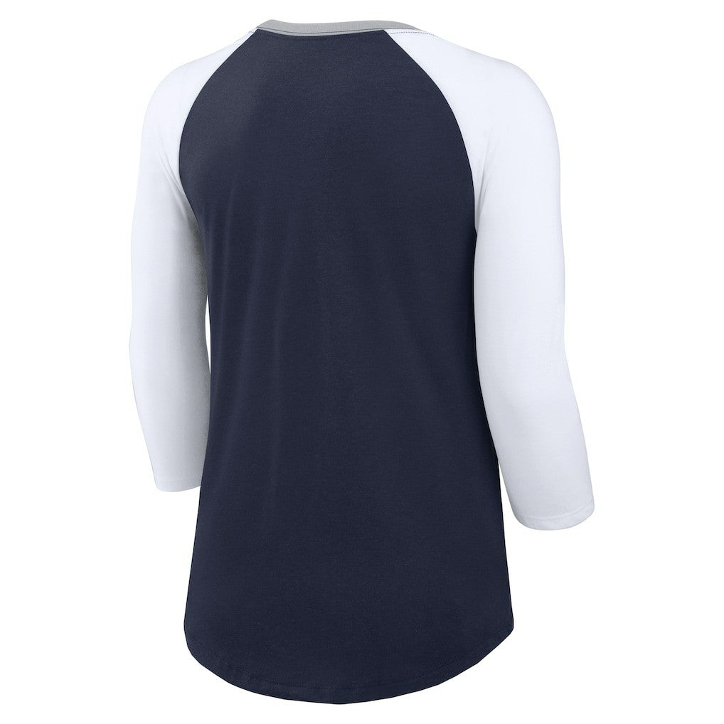 Dallas Cowboys Women's Knockout Arch Raglan Tri-Blend 3/4-Sleeve T-Shirt Navy/White | Nike for Sale