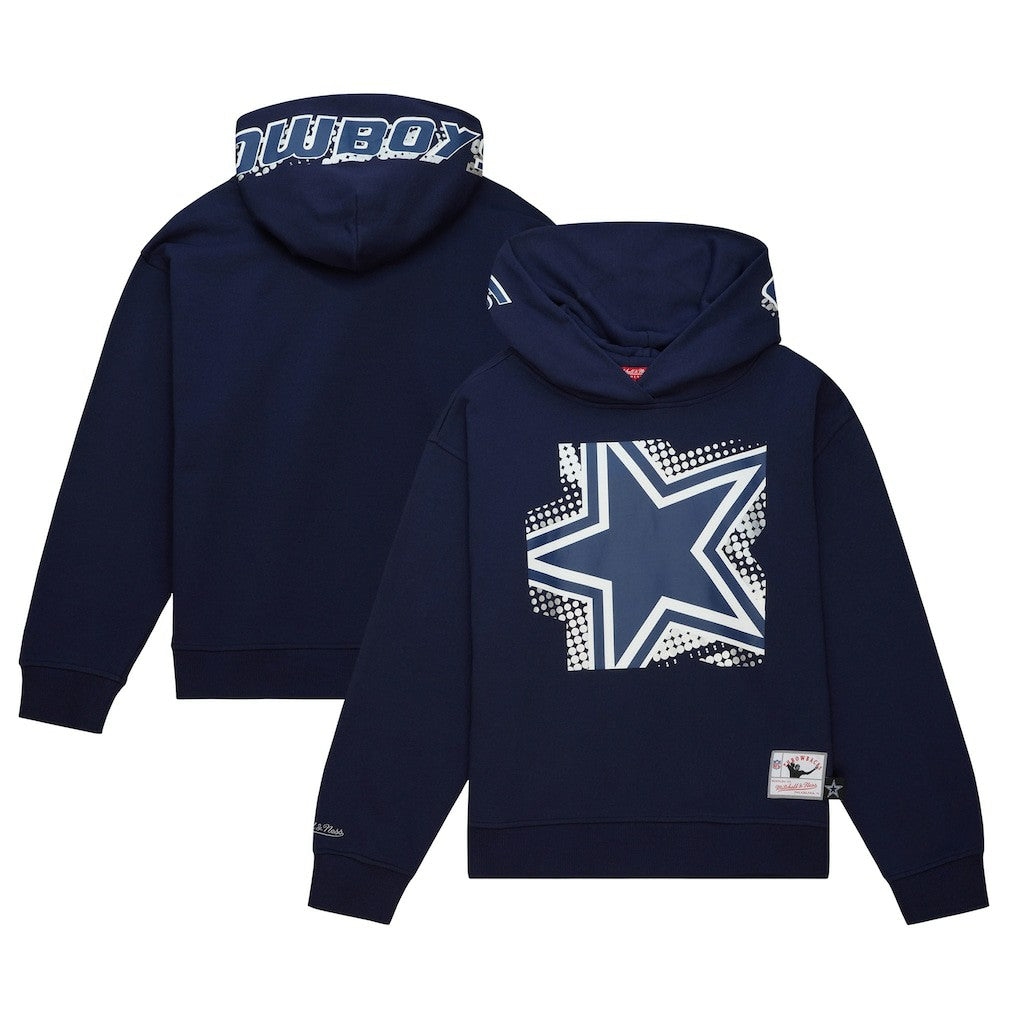 Dallas Cowboys Women's Gridiron Classics Big Face 7.0 Pullover Hoodie Navy | Mitchell & Ness