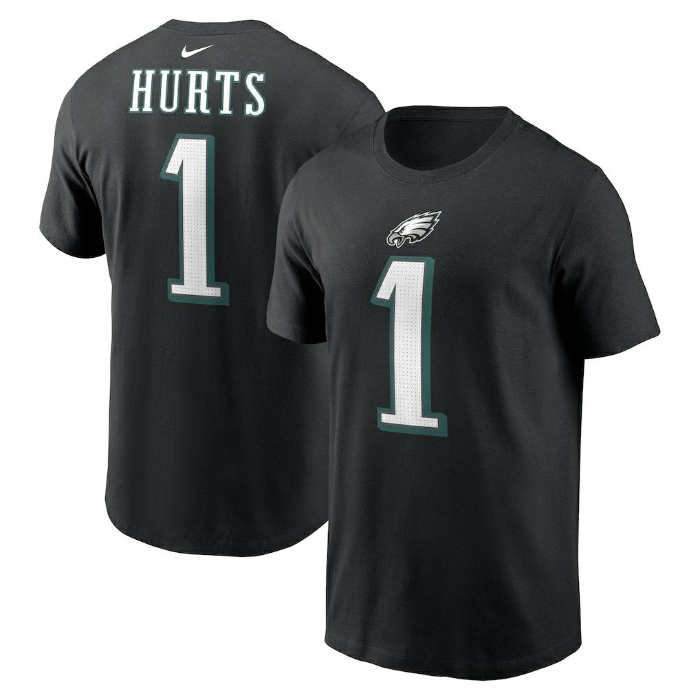 Jalen Hurts Philadelphia Eagles Player Name & Number T-Shirt Black | Nike for Sale