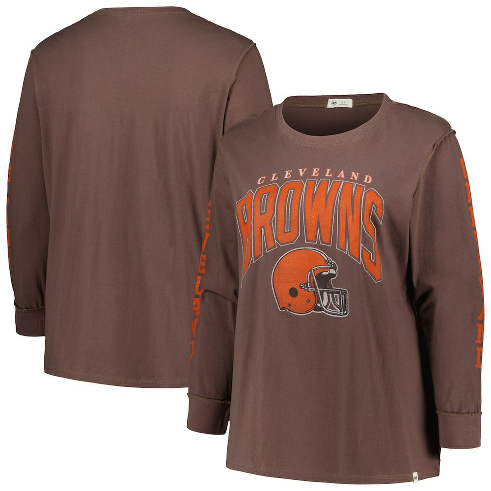 Cleveland Browns '47 Women's Plus Size Honey Cat SOA Long Sleeve T-Shirt Brown | 47 brand