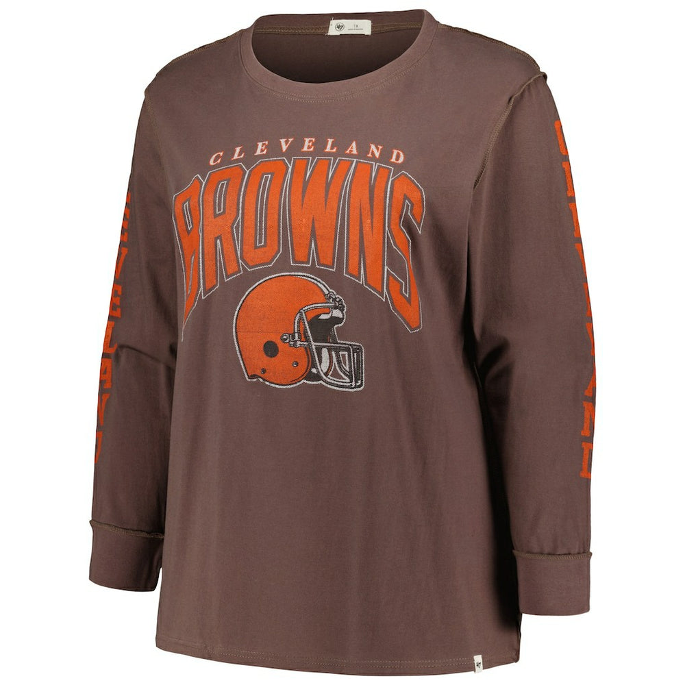 Cleveland Browns '47 Women's Plus Size Honey Cat SOA Long Sleeve T-Shirt Brown | 47 brand
