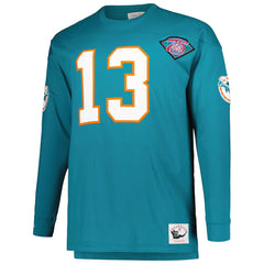 Dan Marino Miami Dolphins Big & Tall Cut & Sew Player Name & Number Long Sleeve T-Shirt Aqua | Mitchell & Ness