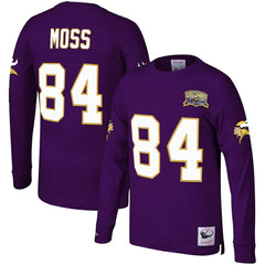 Randy Moss Minnesota Vikings Big & Tall Retired Player Name & Number Long Sleeve Top Purple | Mitchell & Ness