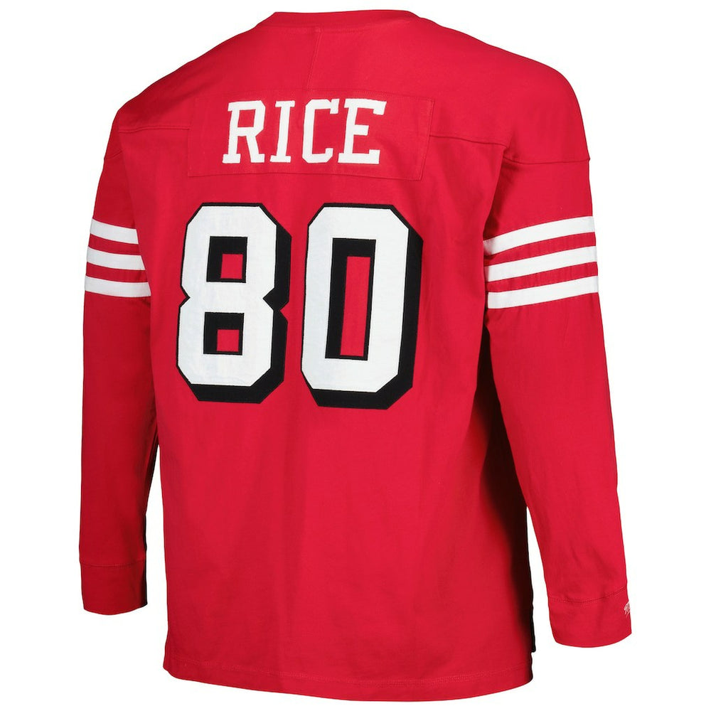 Jerry Rice San Francisco 49ers Big & Tall Cut & Sew Player Name & Number Long Sleeve T-Shirt Scarlet | Mitchell & Ness