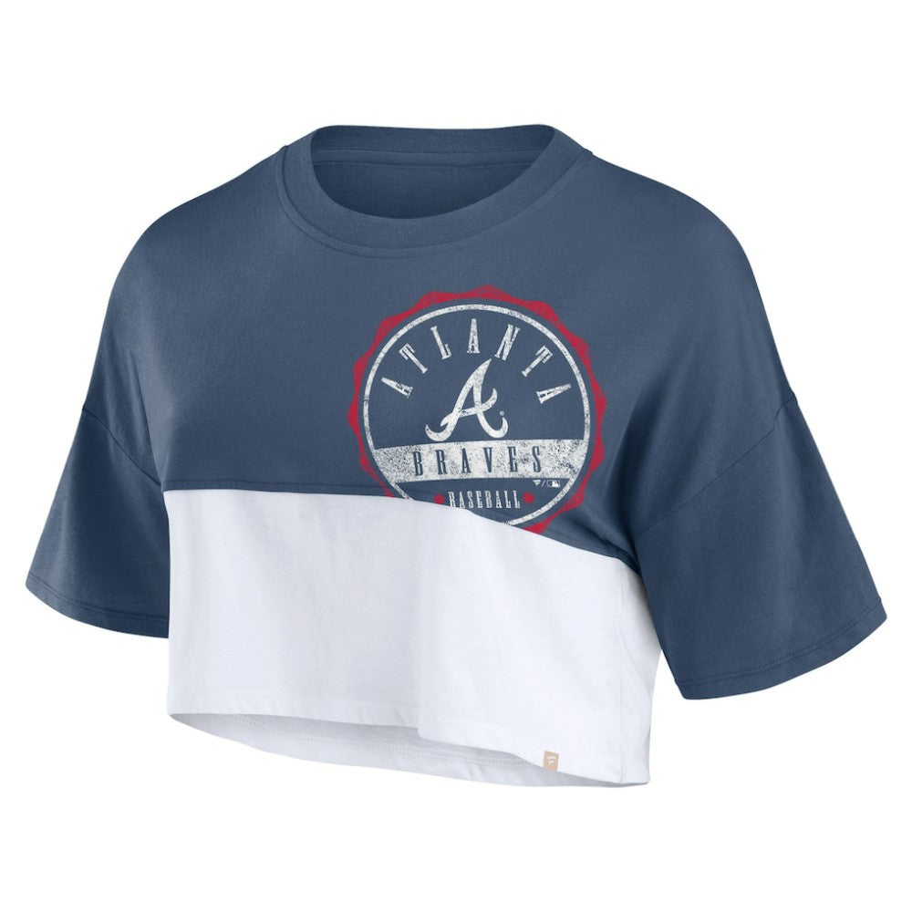 Atlanta Braves Fanatics Women's Color Split Boxy Cropped T-Shirt - MLB