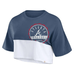 Atlanta Braves Fanatics Women's Color Split Boxy Cropped T-Shirt - MLB