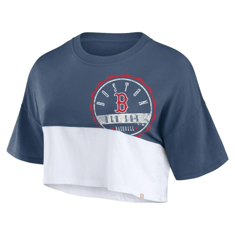Boston Red Sox Fanatics Women's Color Split Boxy Cropped T-Shirt - MLB