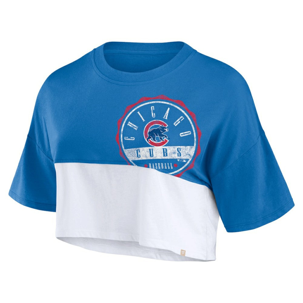 Chicago Cubs Fanatics Women's Color Split Boxy Cropped T-Shirt - MLB