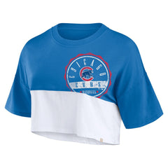 Chicago Cubs Fanatics Women's Color Split Boxy Cropped T-Shirt - MLB