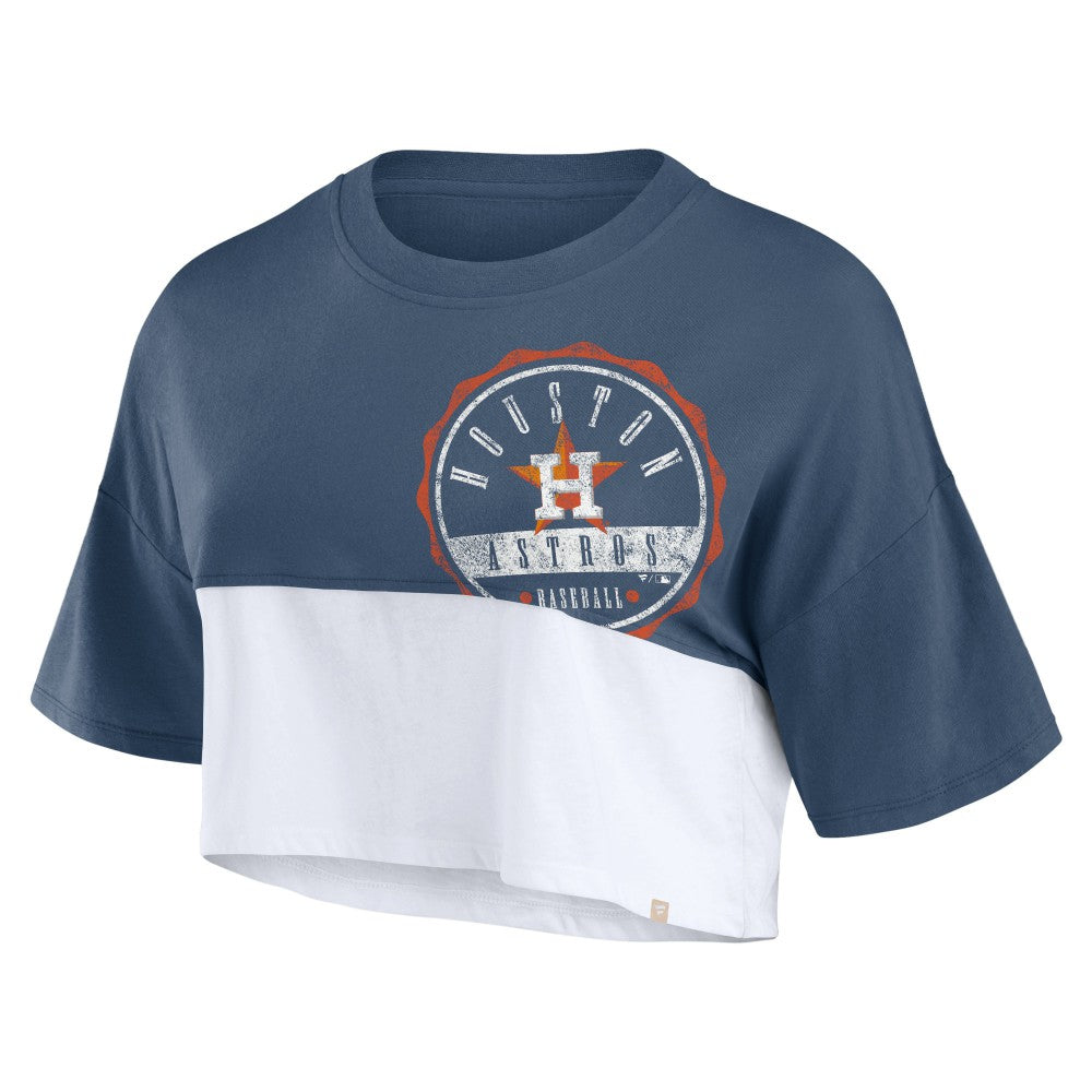 Houston Astros Fanatics Women's Color Split Boxy Cropped T-Shirt - MLB
