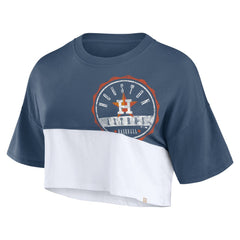 Houston Astros Fanatics Women's Color Split Boxy Cropped T-Shirt - MLB