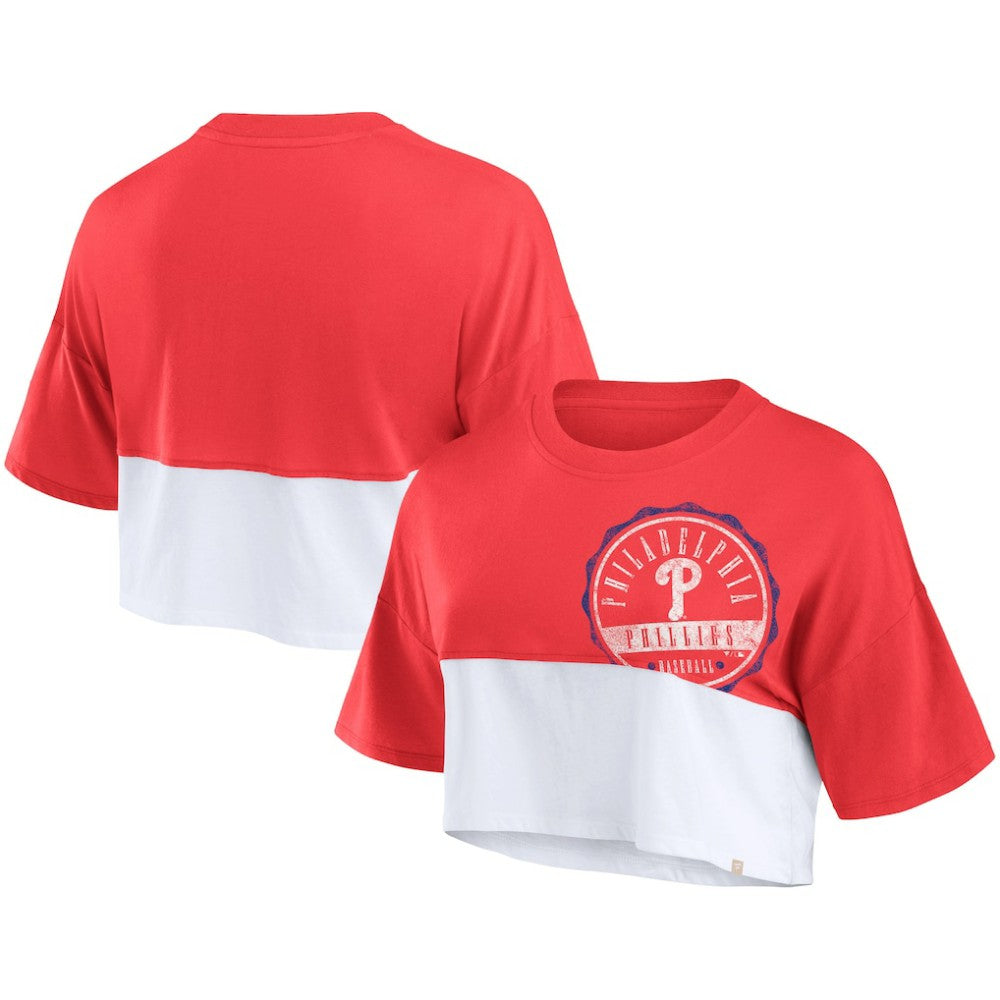 Philadelphia Phillies Fanatics Women's Color Split Boxy Cropped T-Shirt - MLB